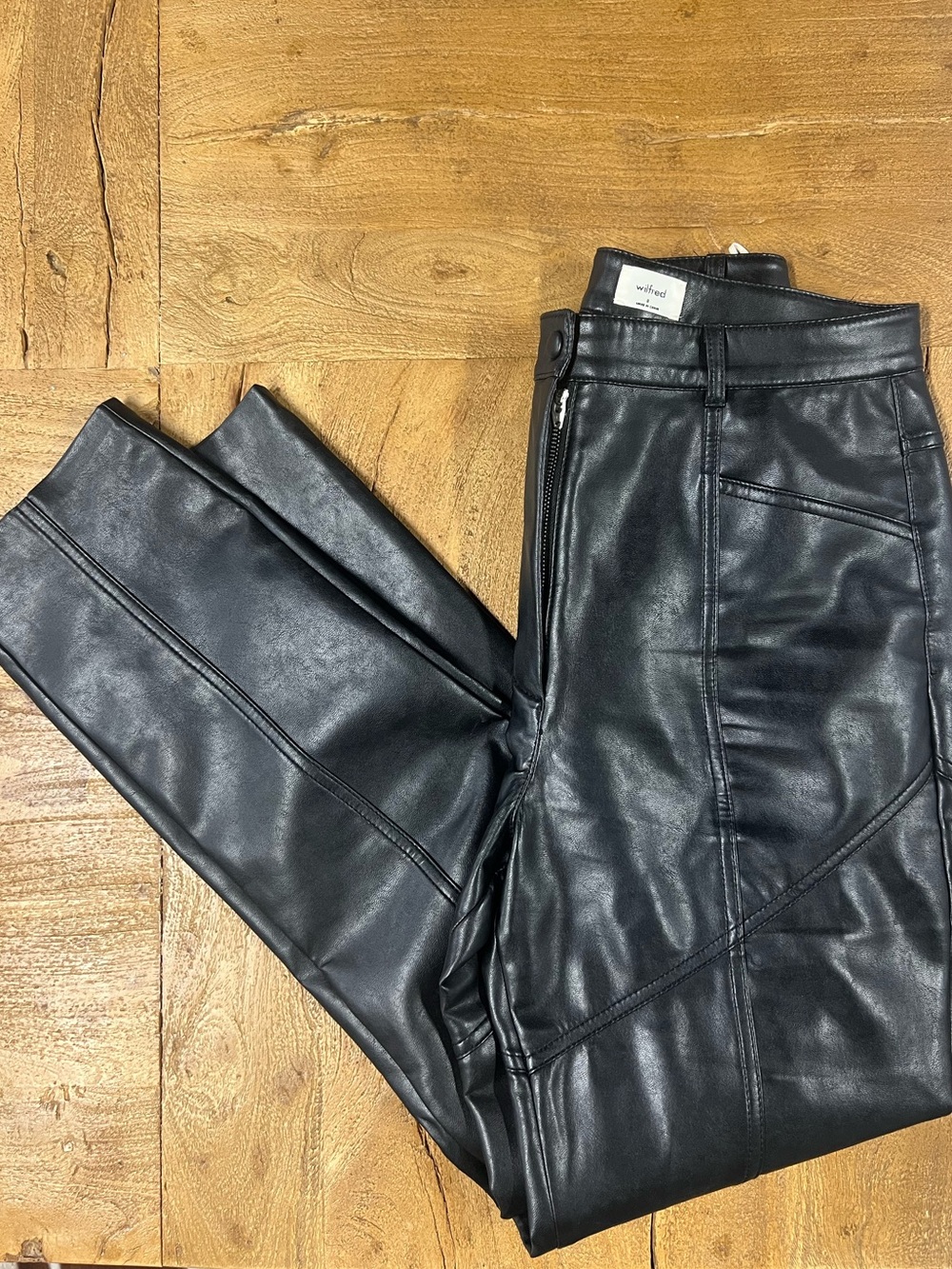 Wilfred Black Faux Leather Skinny Pants